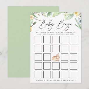 Carte de bingo de baby shower Watercolor Spring Bu