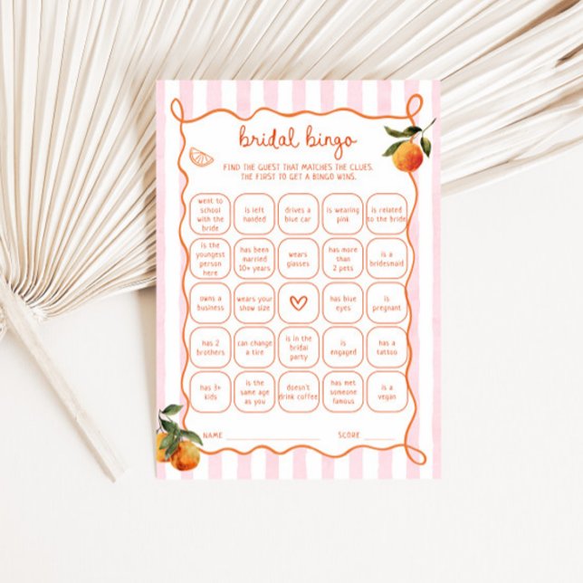 Carte de Bingo de Mariage Citrus Spritz Rayures Ro (Créateur téléchargé)