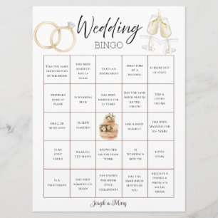 Carte de Bingo de Mariage Personnalisable & Modèle
