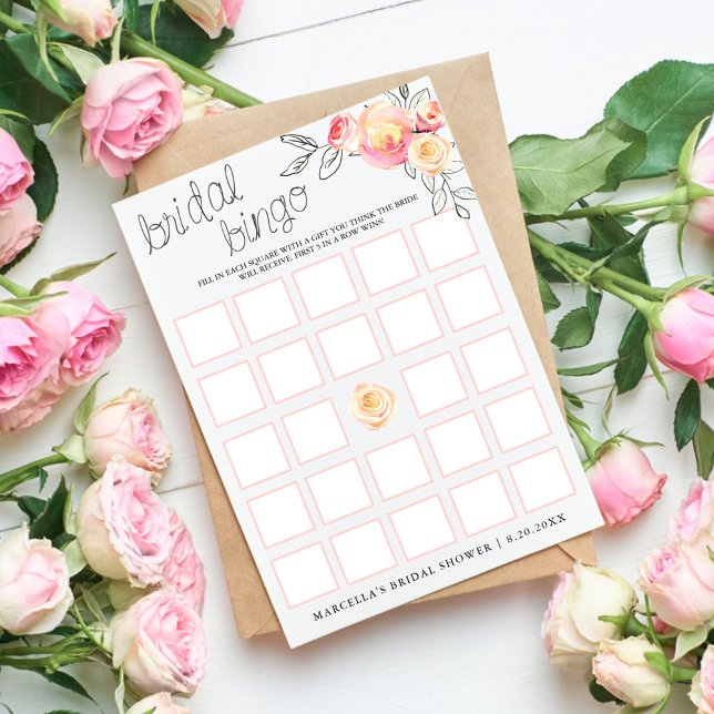 Carte de bingo de mariage rosé (Créateur téléchargé)
