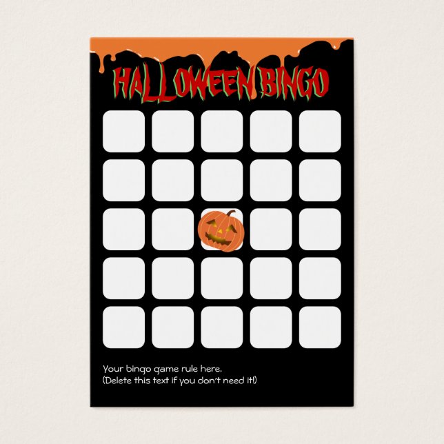 Carte de Bingo d'Halloween Citrouille 5x5 (Devant)