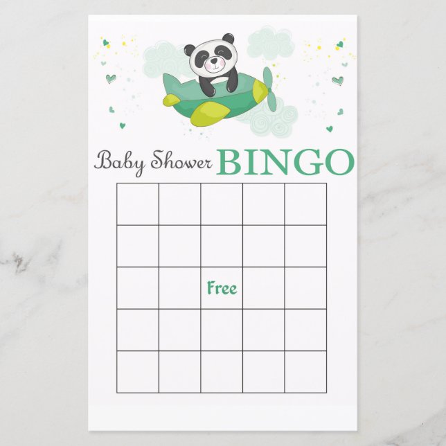 Carte de bingo du baby shower Cute Panda (Devant)