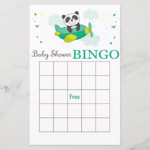 Carte de bingo du baby shower Cute Panda