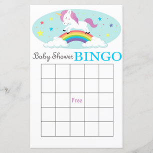Carte de bingo du baby shower Unicorne