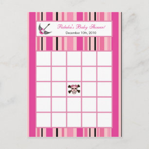 Carte de Bingo écrite fille rose Punk Rock guitare