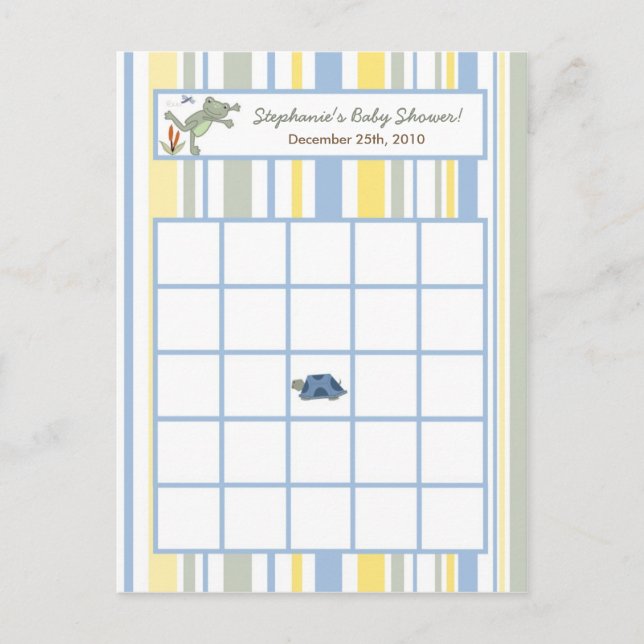 Carte de bingo écrite Leap Frog Turtle Bee Dragonf (Devant)