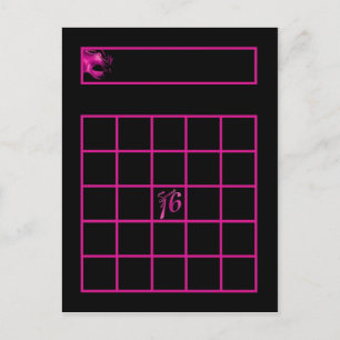 Carte de Bingo Écrite Sweet 16 Hot rose Black Part
