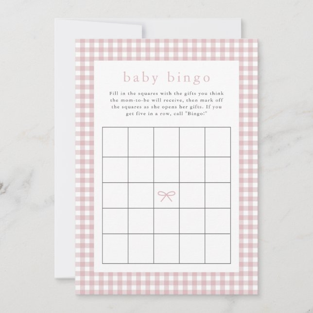 Carte de Bingo Élégante Rose Poussiéreuse pour Bab (Devant)