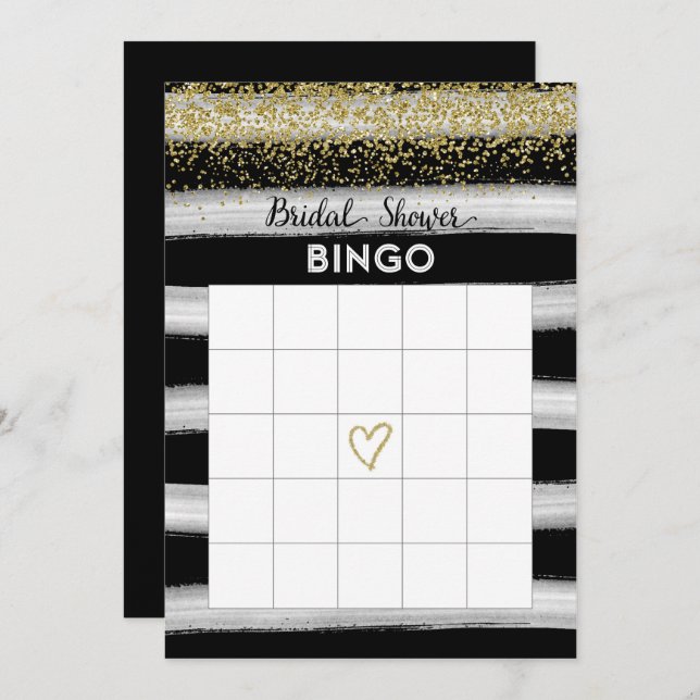 Carte de Bingo Gold et Black Fête des mariées (Devant / Derrière)