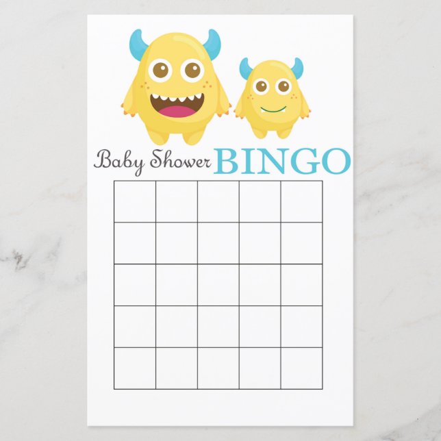 Carte de bingo Little Monster baby shower (Devant)