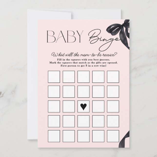 Carte de bingo moderne Hello Baby Bow Baby shower  (Devant)