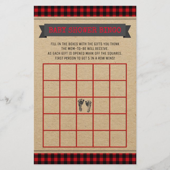 Carte de bingo pour Baby Shower Bûcheron (Devant)