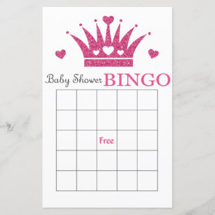 Carte de bingo pour baby shower couronne violette