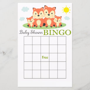 Carte de bingo pour baby shower renard