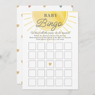 Carte de bingo pour bébé Baby shower de soleil aqu