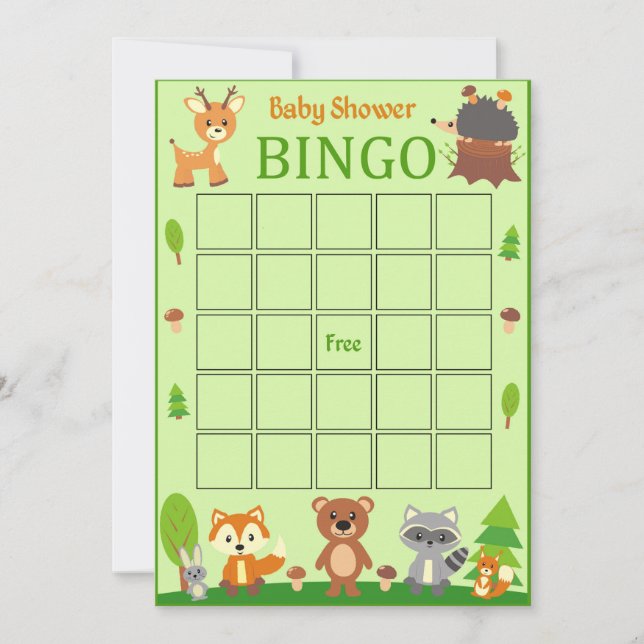 Carte de bingo pour les animaux de forêt de bois (Devant)