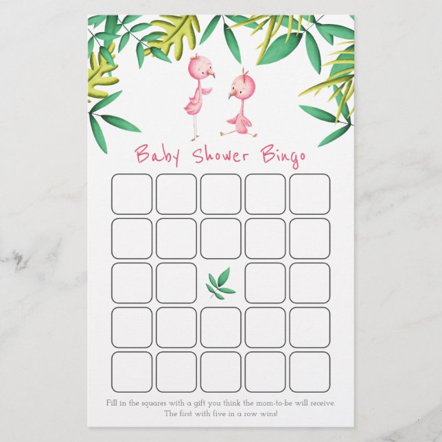 Carte de bingo pour une baby shower jumeaux flaman (Devant)