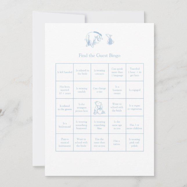 Carte de bingo Winnie l'ourson Trouvez l'invité (Devant)