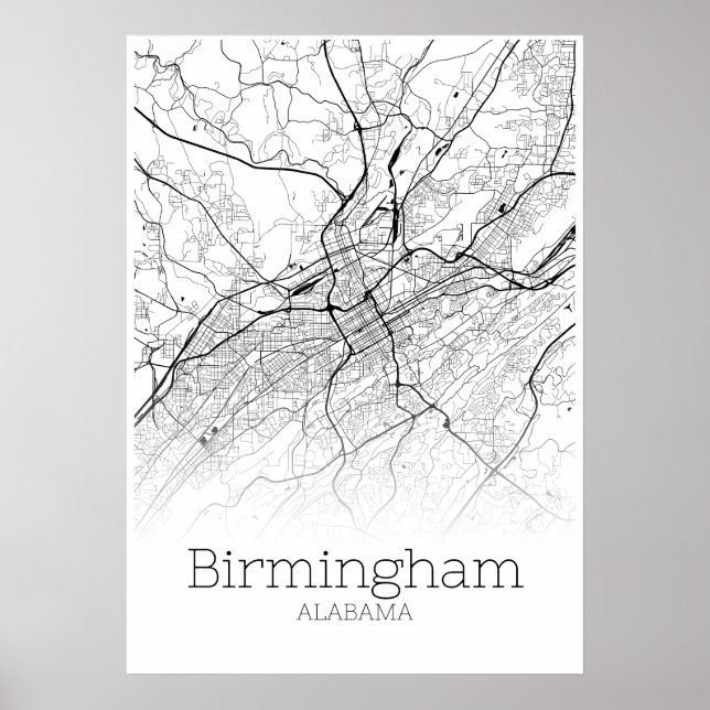 Carte de Birmingham - Alabama - Poster de la carte (Devant)