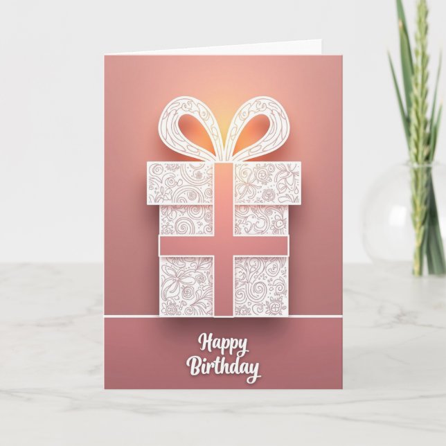 Carte de birthday florale gravée (Devant)