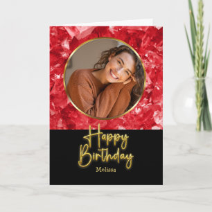 Carte de Birthday Photo Script Or Rubis