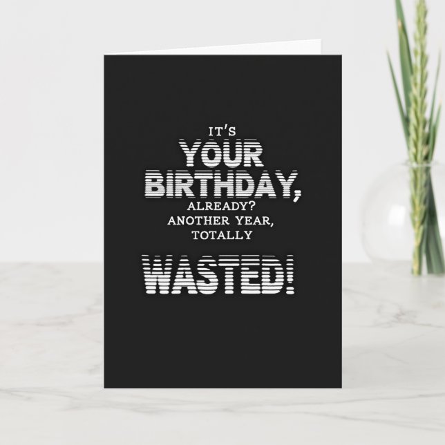 Carte de birthday typographique sarcastique (Devant)