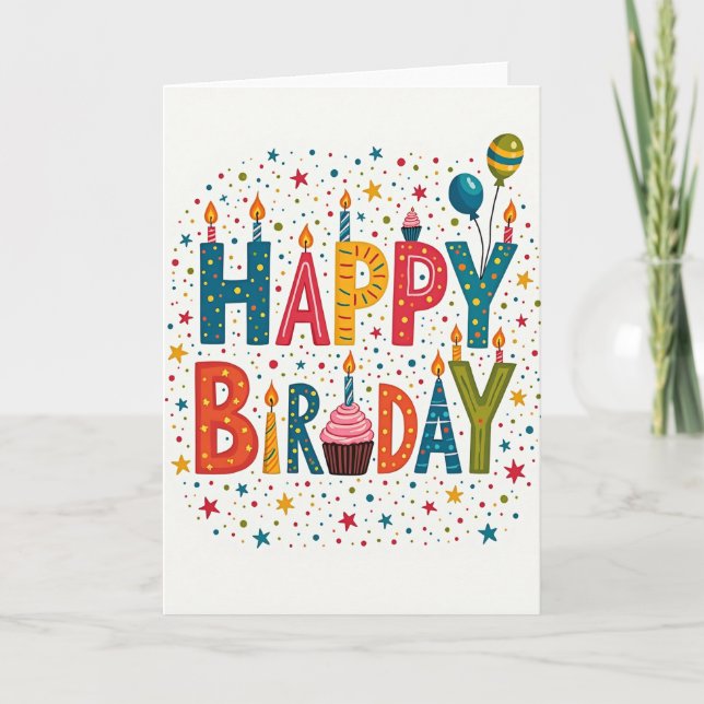 Carte de bloc d'anniversaire colorée (Devant)