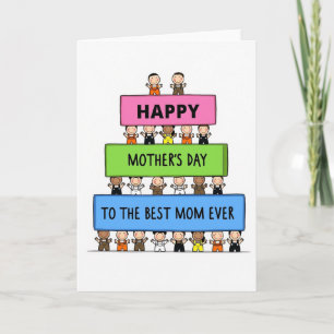 Carte de blocs de fête des mères joyeuse