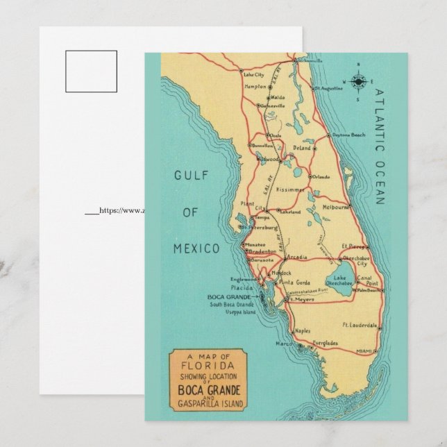 Carte de Boca Grande Useppa Floride  5x7 (Devant / Derrière)