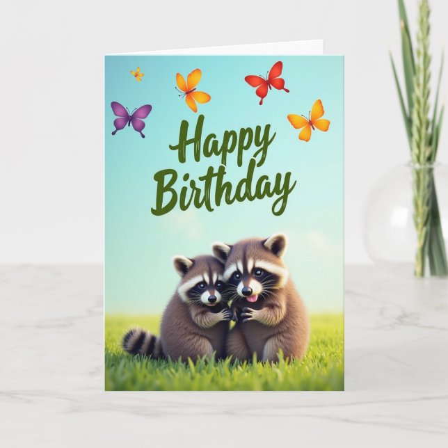 Carte de bois fantaisiste pour anniversaire (Devant)