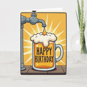 Carte de Boisson Dorée Anniversaire Festive