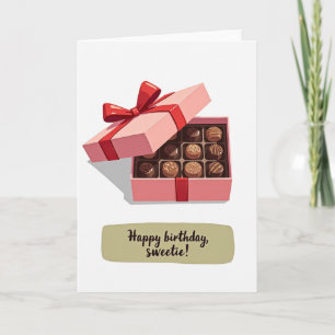 Carte de boîte de gâteau d'anniversaire doux