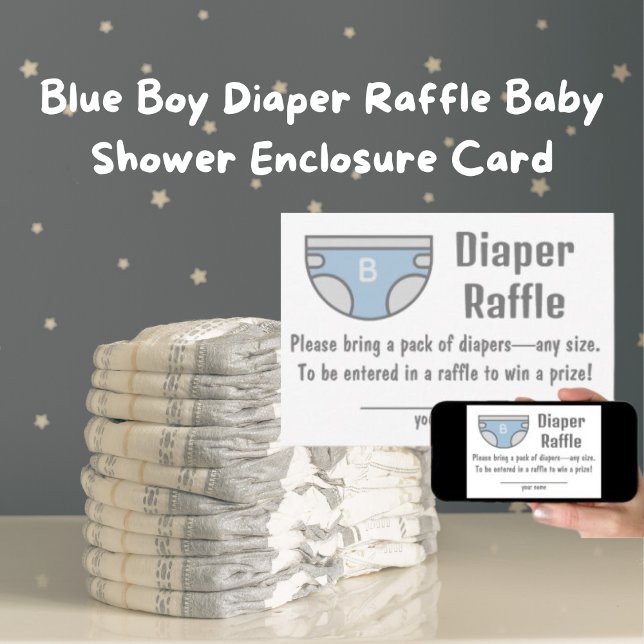 Carte de boîtier Baby shower à carreaux de papier  (Blue Boy Diaper Raffle Baby Shower Cards)