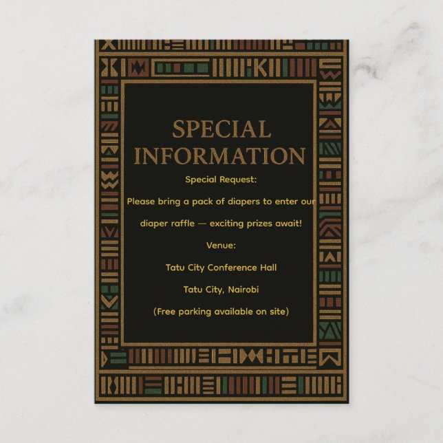 Carte de boîtier Baby shower Gold Kente (Devant)