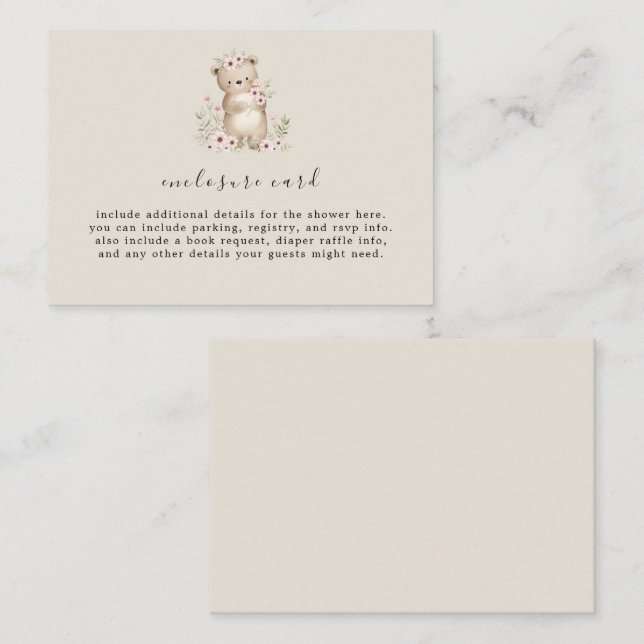 Carte de boîtier Baby shower HANNAH Woodland (Devant / Derrière)