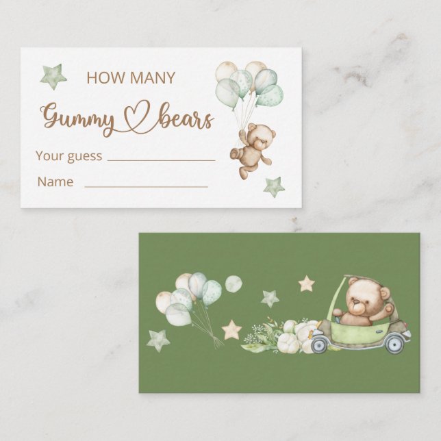 Carte de boîtier Baby shower pour bébé ours en pel (Devant / Derrière)