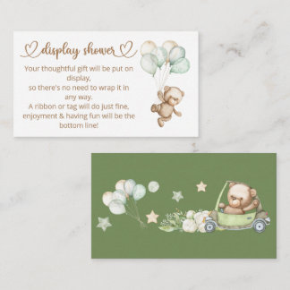 Carte de boîtier Baby shower pour bébé ours en pel