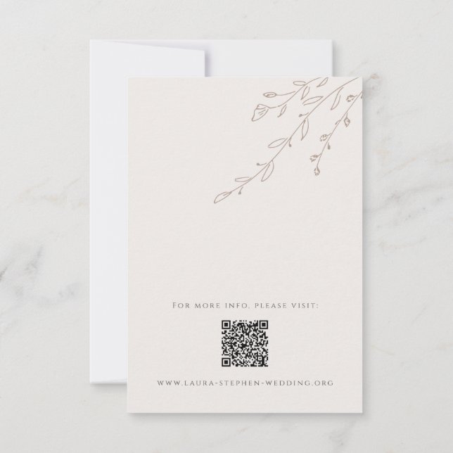 Carte de boîtier de code Qr de Mariage beige neutr (Dos)
