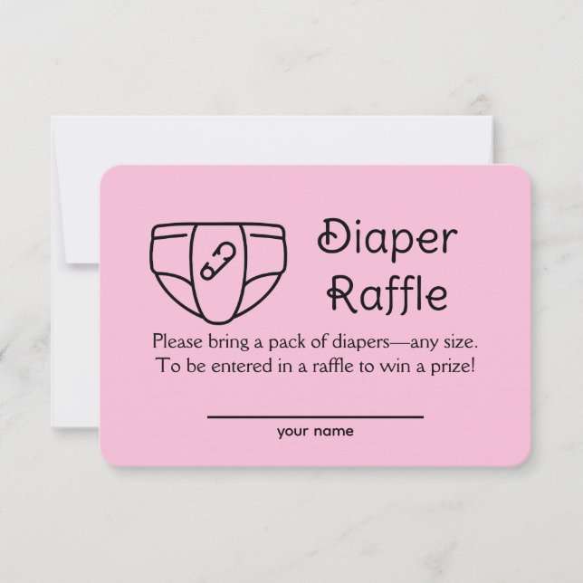 Carte de boîtier de douche rose pour bébé Raffle d (Devant)