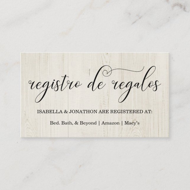Carte de boîtier du Registre espagnol de calligrap (Devant)
