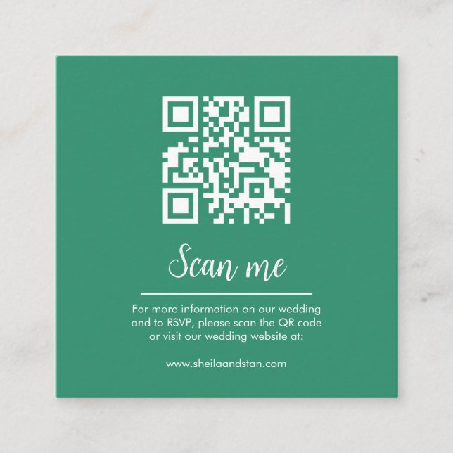 Carte de boîtier du site Web Mariage Emerald QR Co (Devant)