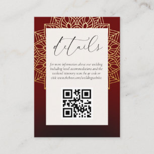 Carte de boîtier du site Web Mariage Red Gold QR C