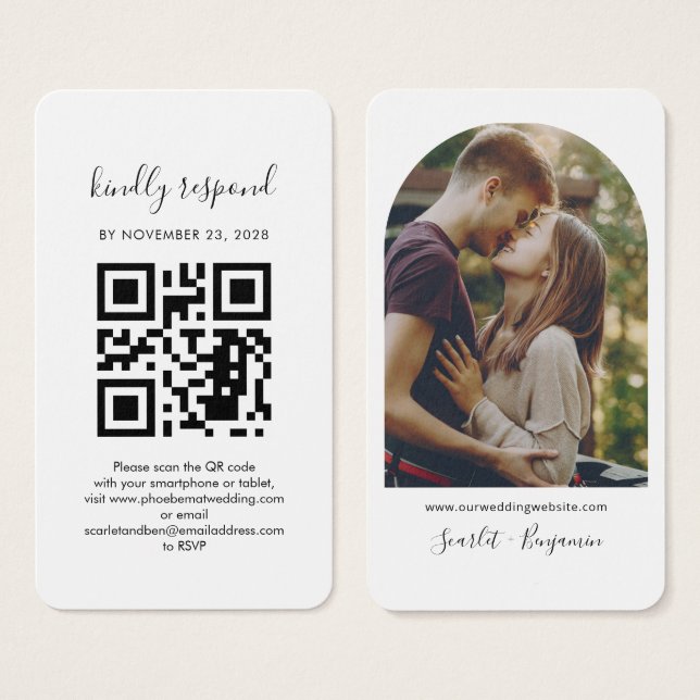 Carte de boîtier du site Web Mariage RSVP QR Code  (Devant & derrière)