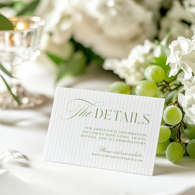 Carte de boîtier du site Web Mariage Sage Green &  (Sage Green & Blue Wedding Website Enclosure Card)