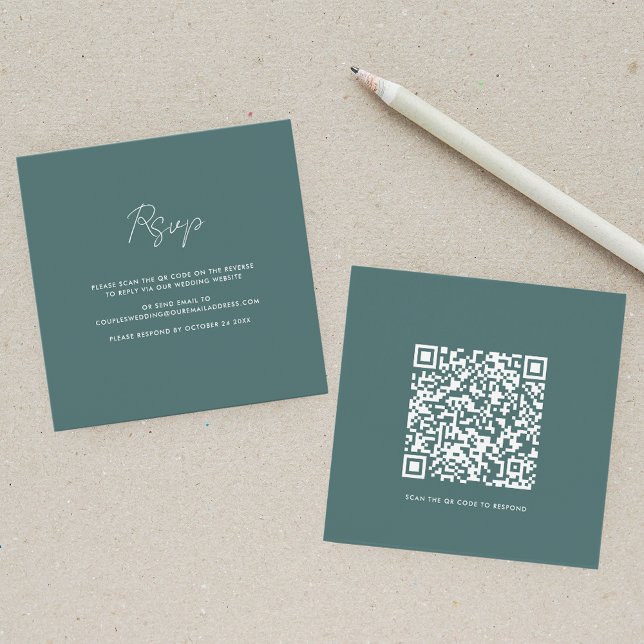 Carte de boîtier élégante RSVP pour mariage de cod (QR Code Wedding RSVP Elegant Enclosure Card)