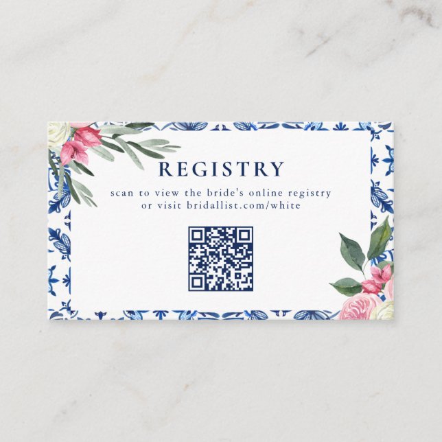 Carte de boîtier en Fête des mariées Florale bleue (Devant)