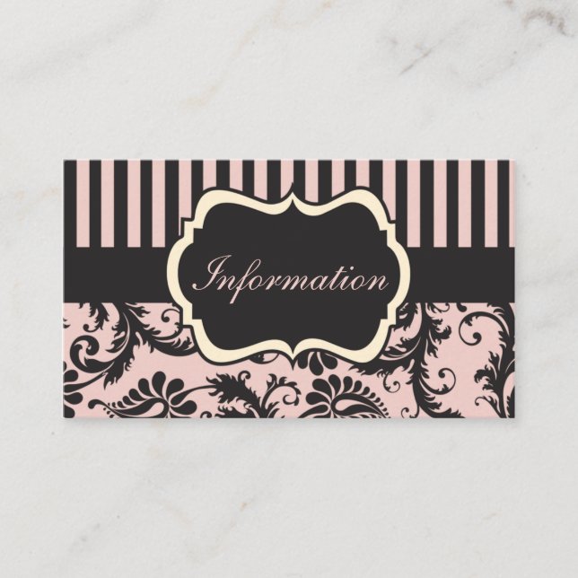 Carte de boîtier en noir blanc, crème, gris Damas (Devant)