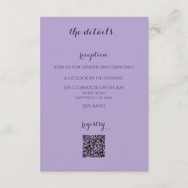 Carte de boîtier Faire-part de mariage Lavande (Devant)