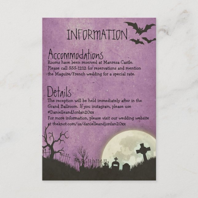 Carte de boîtier Halloween pour mariage en violet (Devant)