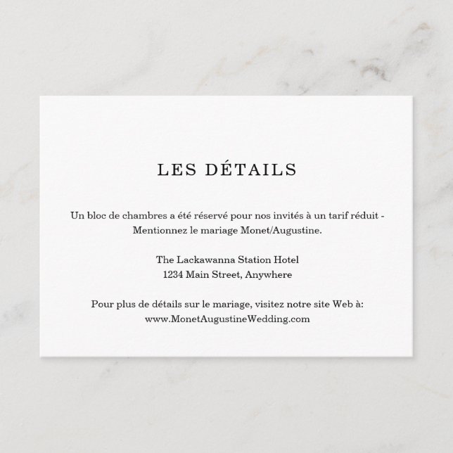 Carte de boîtier Informations / Détails Français (Devant)